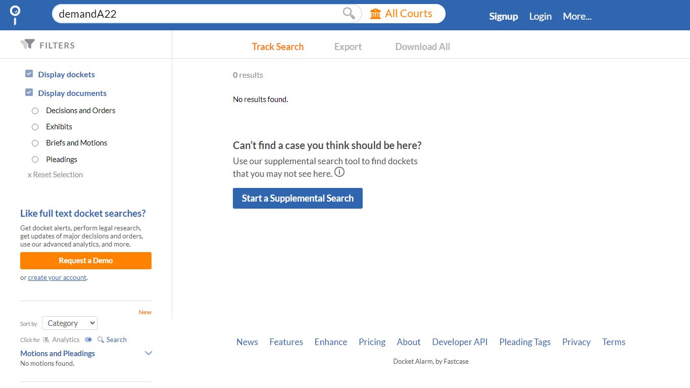 Search court records on demand:"" - Docket Alarm